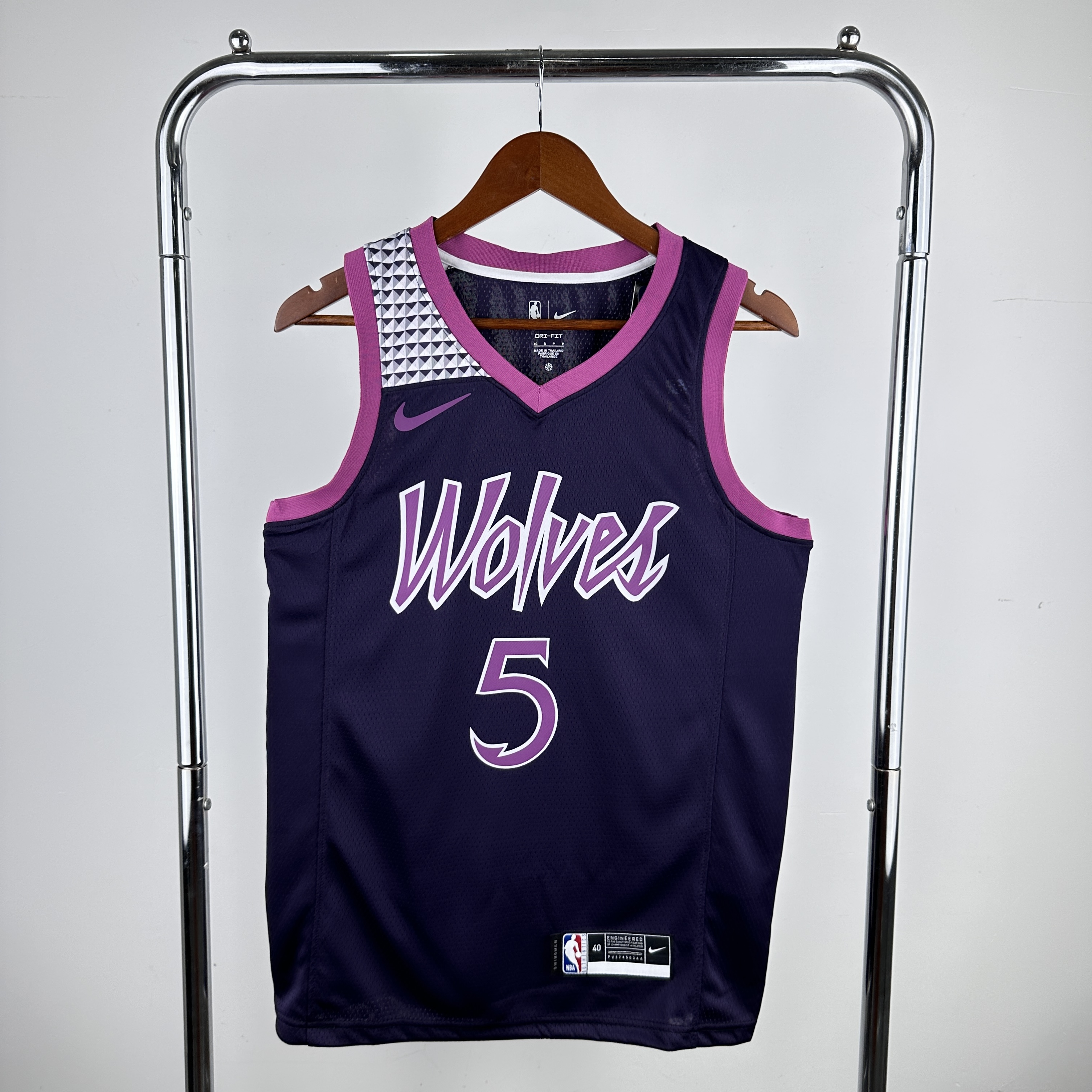 Men Minnesota Timberwolves #5 Edwards Black Purple Nike 2024 NBA Jersey->minnesota timberwolves->NBA Jersey